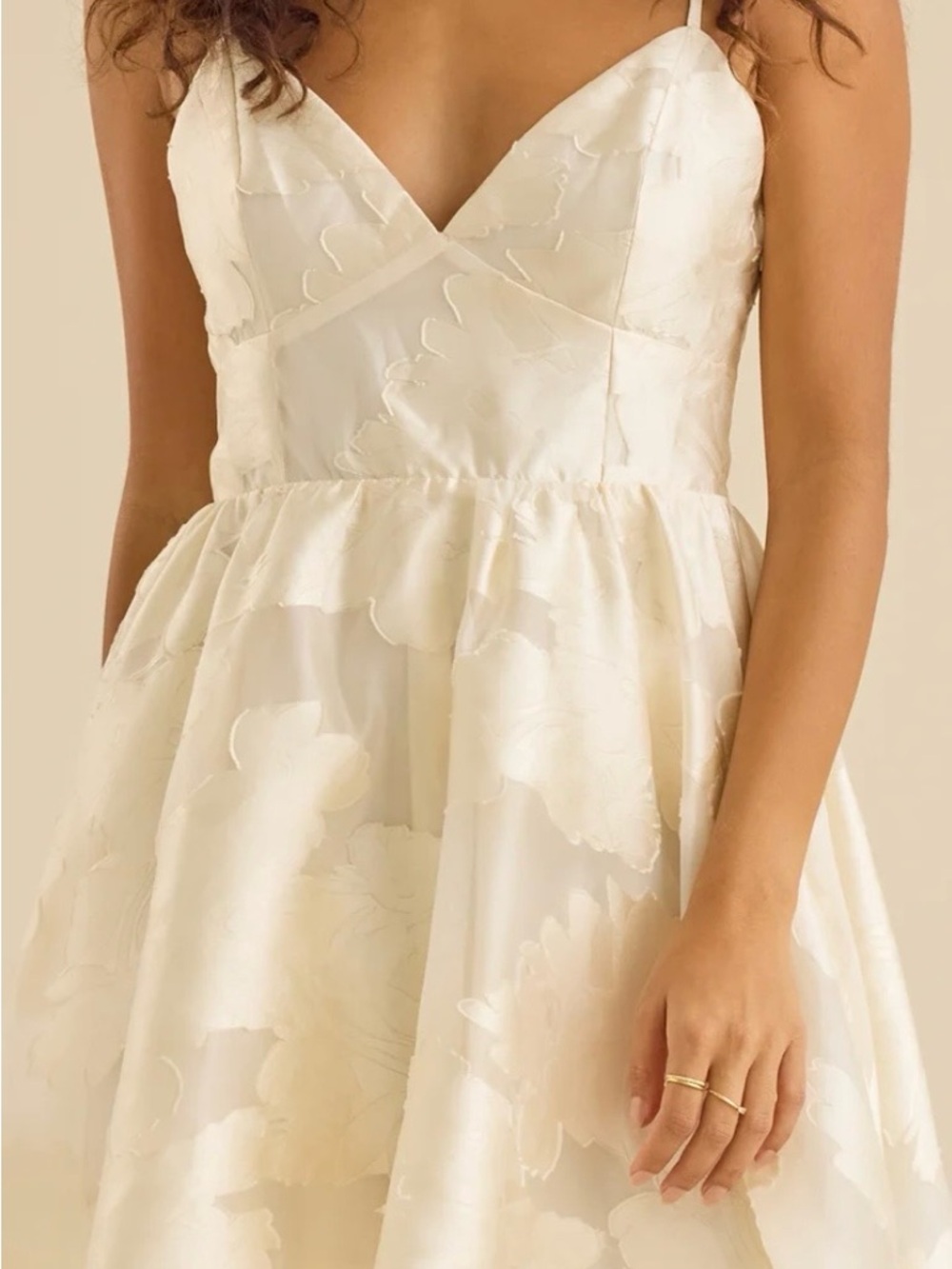 Altar'd State Cream Floral Strapless Textured Fit-and-Flare Dress